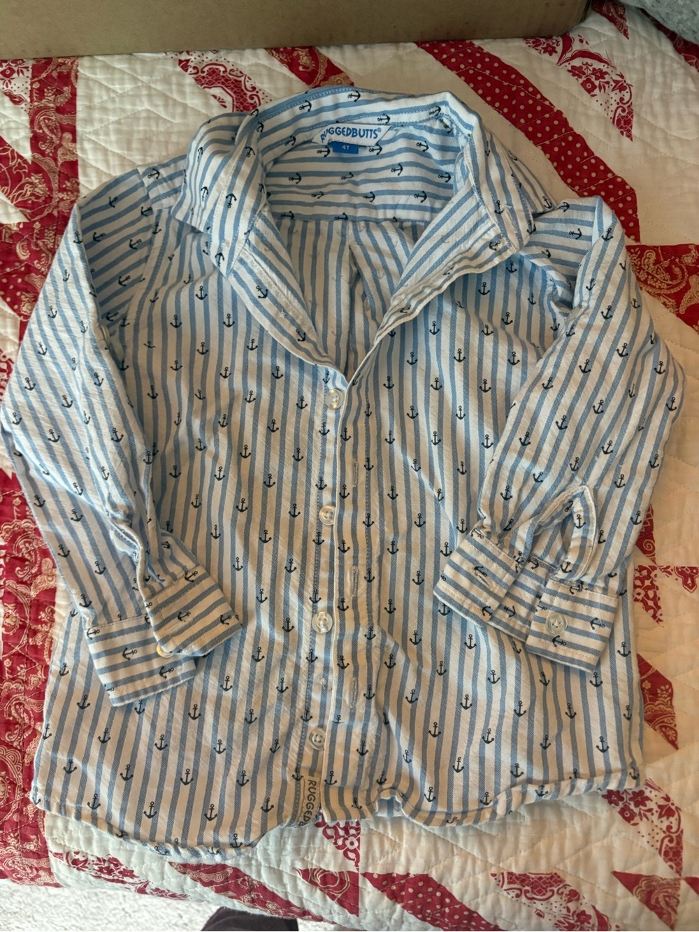 Blue & White Pinstripe Button-Down LS 4T Shirt